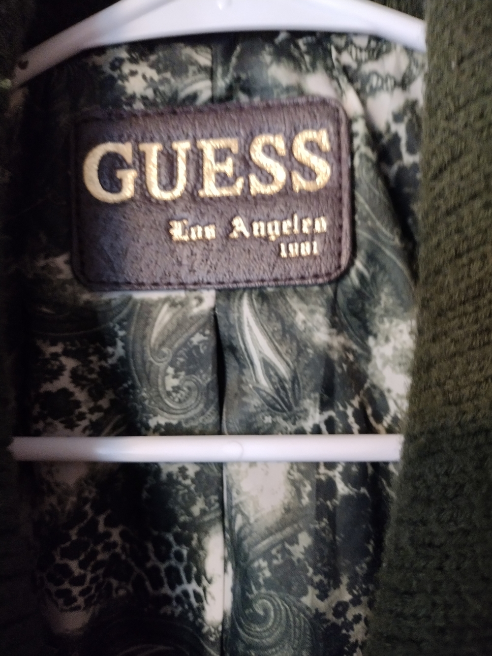GUESS Women's Olive Green Shawl Collar Coat - Picture 3 of 9